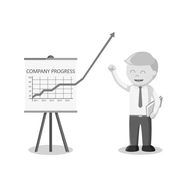 Black and white businessman up progress black and white style — Stock Vector