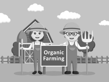 siyah ve beyaz çiftçiler organik tarım işareti siyah beyaz style ile