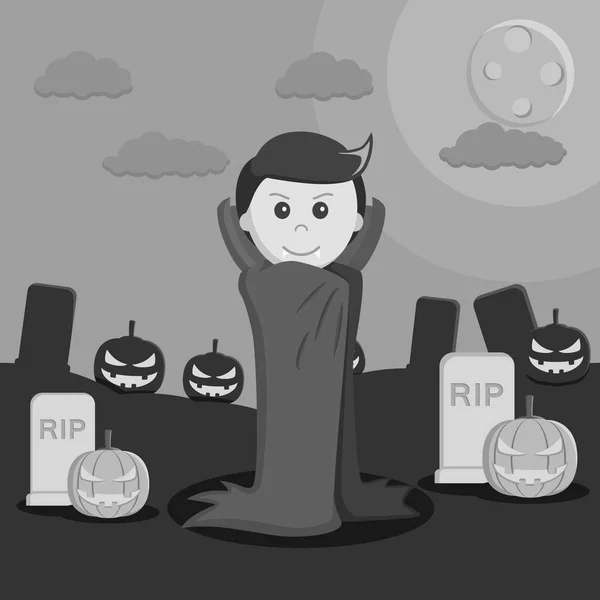 Drácula en blanco y negro en la noche de Halloween estilo blanco y negro — Archivo Imágenes Vectoriales