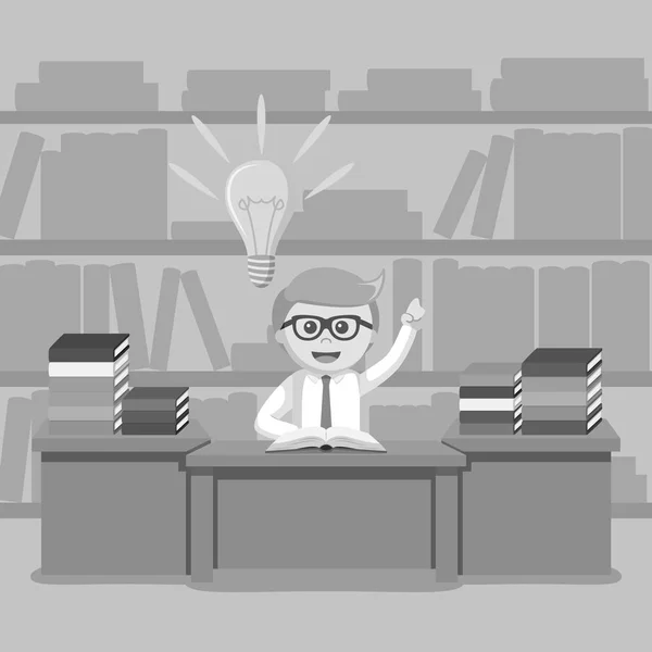 Idea de hombre de negocios blanco y negro en la biblioteca de estilo blanco y negro — Archivo Imágenes Vectoriales