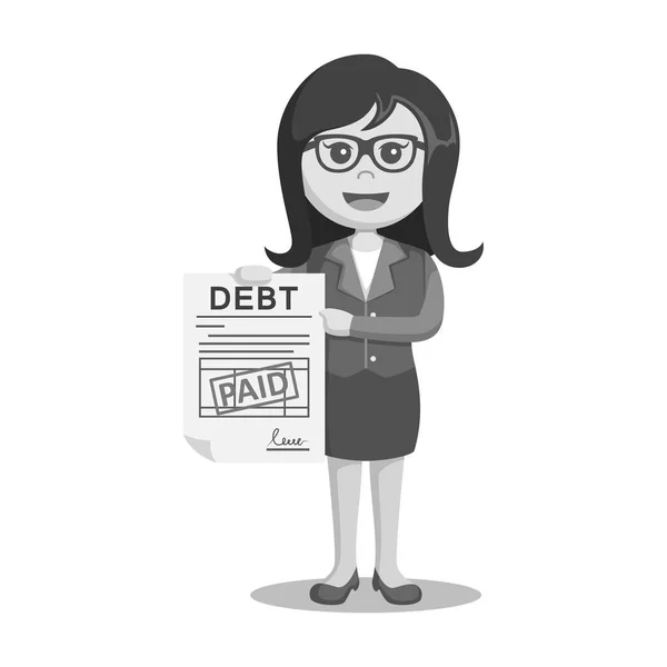 Schwarz-weiße Geschäftsfrauen zeigen bezahltes Schulddokument im Schwarz-Weiß-Stil — Stockvektor