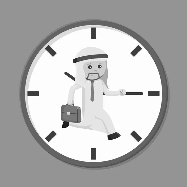 Siyah ve beyaz Saat biçemi karşı siyah beyaz Arap işadamı yarış — Stok Vektör