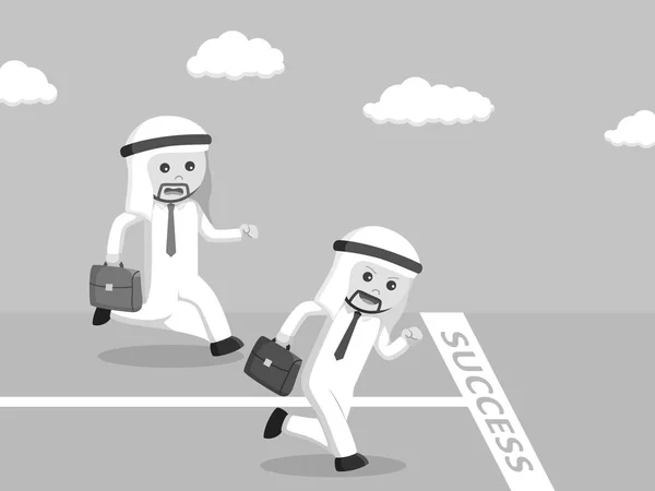 Μαύρο και άσπρο Άραβας επιχειρηματίας αγωνιστικά για το στυλ γραμμής μαύρο και άσπρο επιτυχία — Διανυσματικό Αρχείο