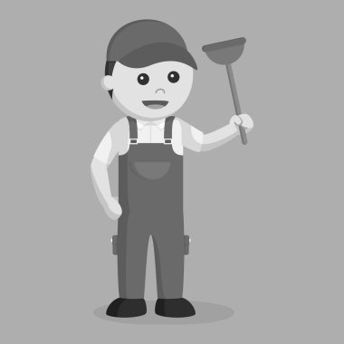 tuvalet lavabo pompası siyah beyaz stil tutan tesisatçı