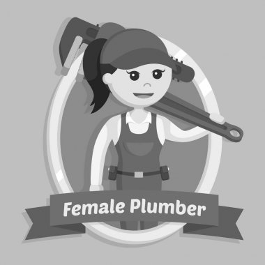 amblemi siyah beyaz tarzı kadın tesisatçı