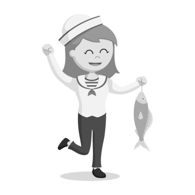 siyah ve beyaz balık tarzı tutan kadın denizci