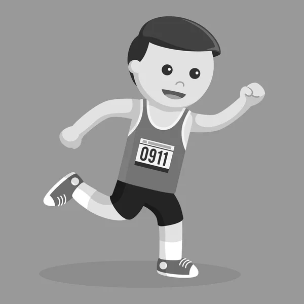 Maratona Corredor Correndo Estilo Preto Branco — Vetor de Stock