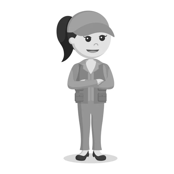 Mujer Pescador Estilo Blanco Negro — Vector de stock