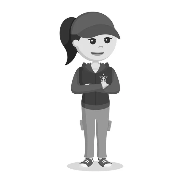 Gamer Femenino Estilo Blanco Negro — Vector de stock