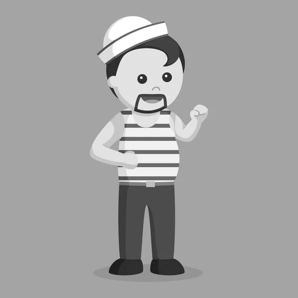 Marinero Gordo Estilo Blanco Negro — Vector de stock