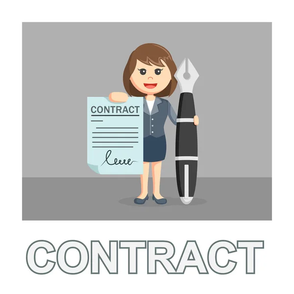 Zakenvrouw Contract Foto Tekststijl — Stockvector