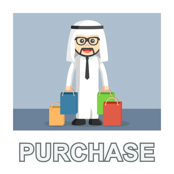 Árabe Hombre Negocios Comprar Foto Texto Estilo — Vector de stock
