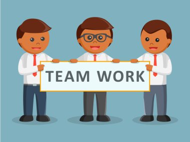  Üç Afrika işadamı afiş çalışması tutar