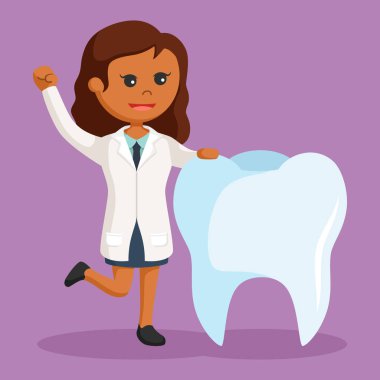 Afrikalı kadın dişçi büyük diş