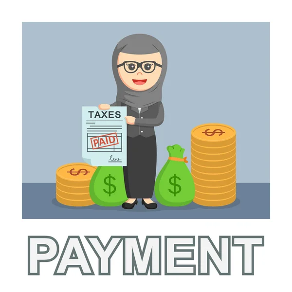 Arab Businesswoman Payment Photo Text Style — Stock Vector