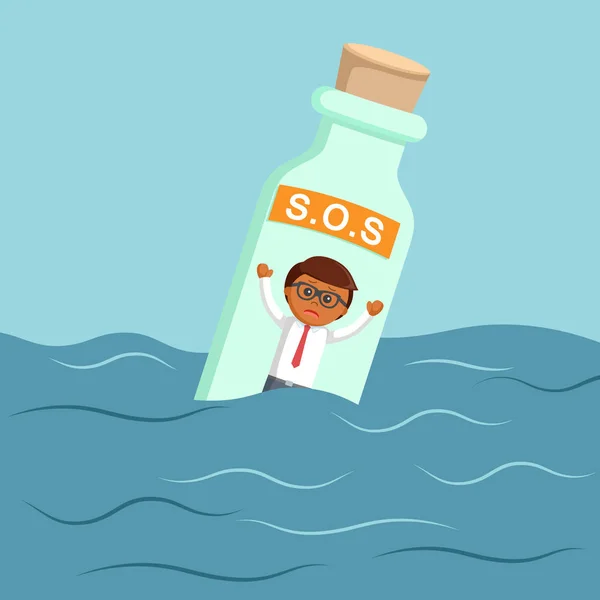 Afryki Biznesmen Pływających Sos Butelka — Wektor stockowy