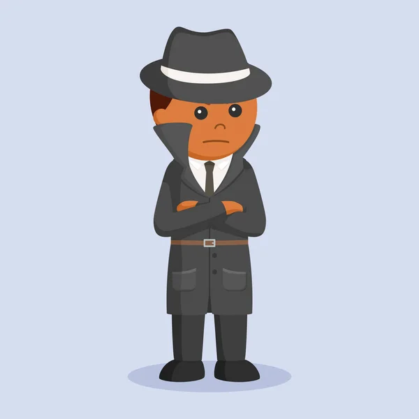 Afrikaanse Detective Staande Pose — Stockvector