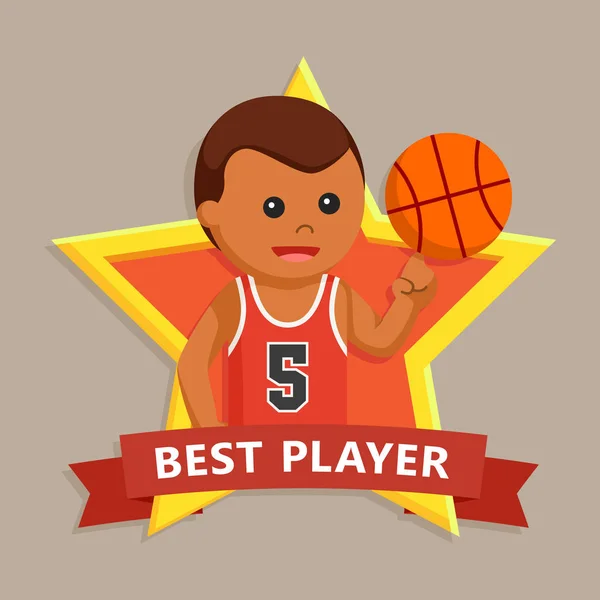 African Basket Ball Player Star Emblem — Stock Vector