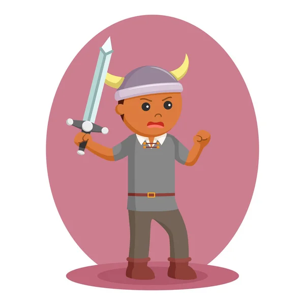 Africain Viking Soldat Manier Épée — Image vectorielle