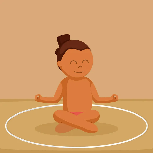 Luchador Sumo Africano Meditar — Vector de stock