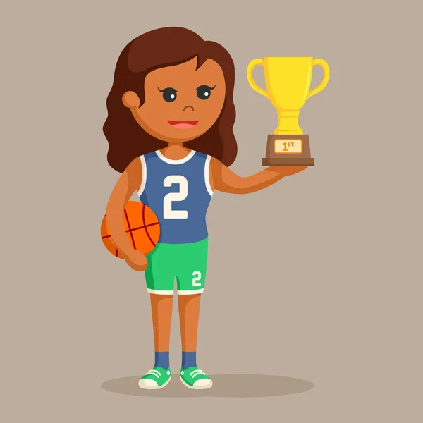 African Basket Ball Player Girl Trophy — Stock Vector