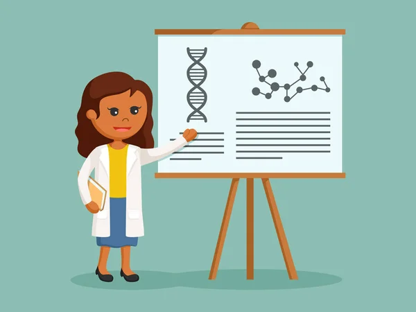 Cientista Africana Explicando Seu Trabalho —  Vetores de Stock