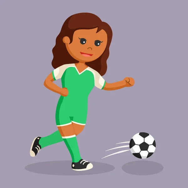 African Soccer Ball Player Girl Running — Stock Vector