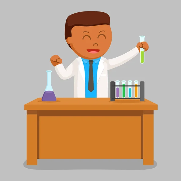 African Scientist Success His Research — Stock Vector