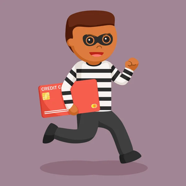 African Thief Stealing Credit Card — Stock Vector