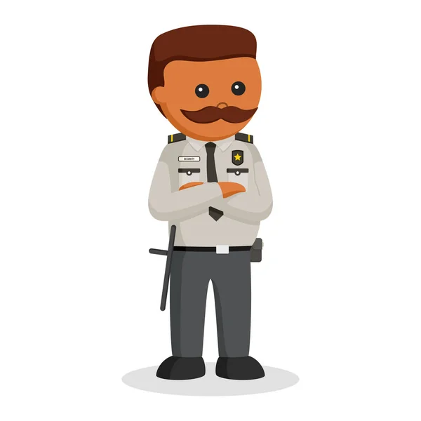 African Fat Security Officer Standing Pose — Stock Vector