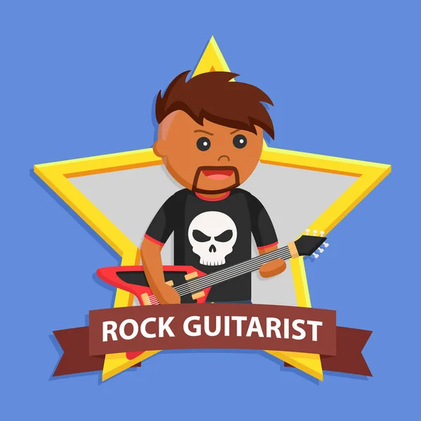 African Rock Guitarist Emblem — Stock Vector