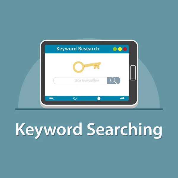 Seo Keyword Searching Tablet — Stock Vector