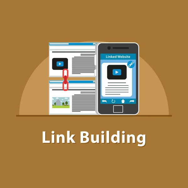 Seo Link Building Dans Smartphone — Image vectorielle