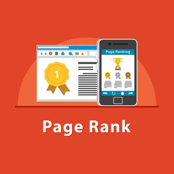 Seo Page Rank Smartfonie — Wektor stockowy