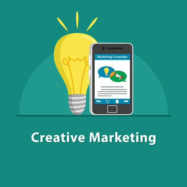 Seo Kreatív Marketing Smartphone — Stock Vector