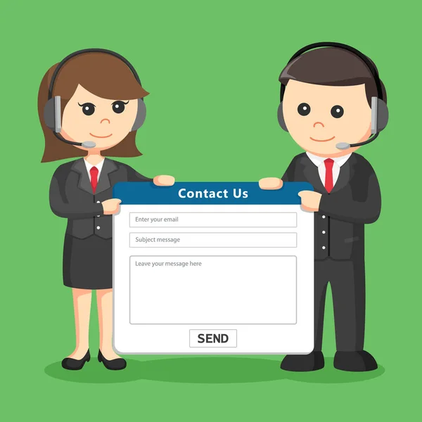 Seo Consultant Man Vrouw Met Contact Met Ons Bestuur — Stockvector