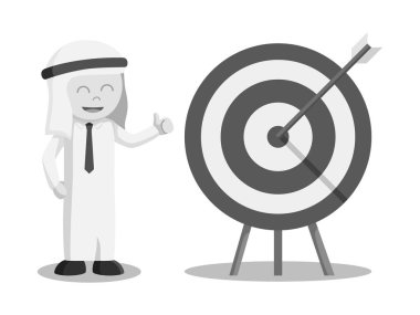 Arap işadamı hedef siyah beyaz stil üzerinde mutlu