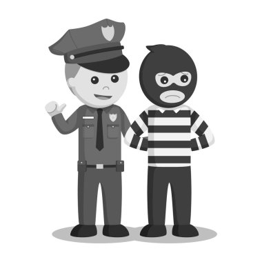 Polis memuru tutuklama banka hırsızı siyah beyaz stili