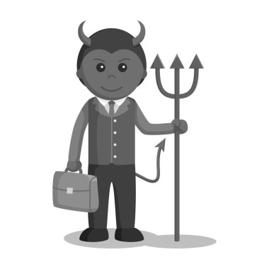 Şeytan işadamı evrak çantası siyah beyaz style ile