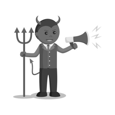 Şeytan işadamı megafon siyah beyaz style ile