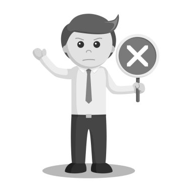 çapraz işareti vektör çizim tasarım siyah beyaz stili tutan işadamı