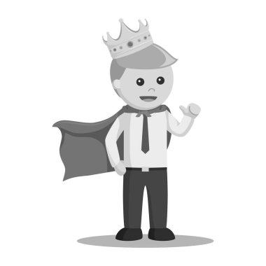 Kral işadamı vektör çizim tasarım siyah beyaz stili