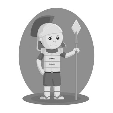 Gladyatör mızrağı vektör çizim siyah ve beyaz tasarım stili ile