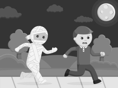 diğer adam siyah beyaz tarzı takip mumya kostüm