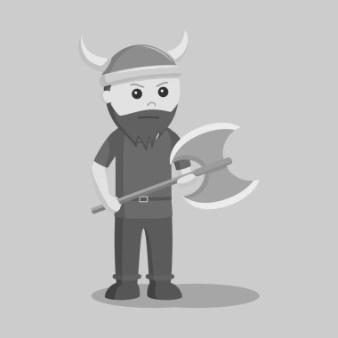 Viking asker ellerinde balta siyah beyaz stili
