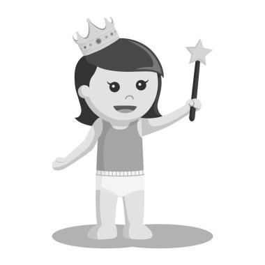 taç ve yıldız değnek siyah beyaz tarzı ile kız bebek