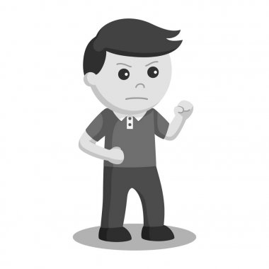 küçük çocuk dövüş poz siyah beyaz stili