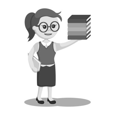 kütüphaneci kız kitap siyah beyaz style ile