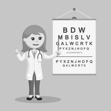 kadın doktor görsel kurulu siyah beyaz stil test ile