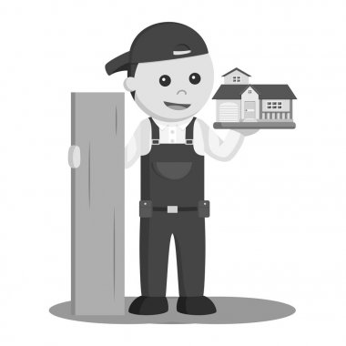 ahşap ile marangoz ve minyatür siyah beyaz tarzı ev